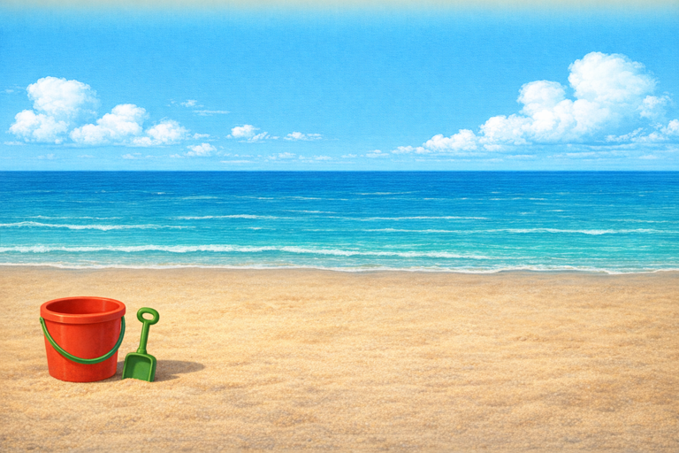 Sandcastle builder scene: empty beach spot